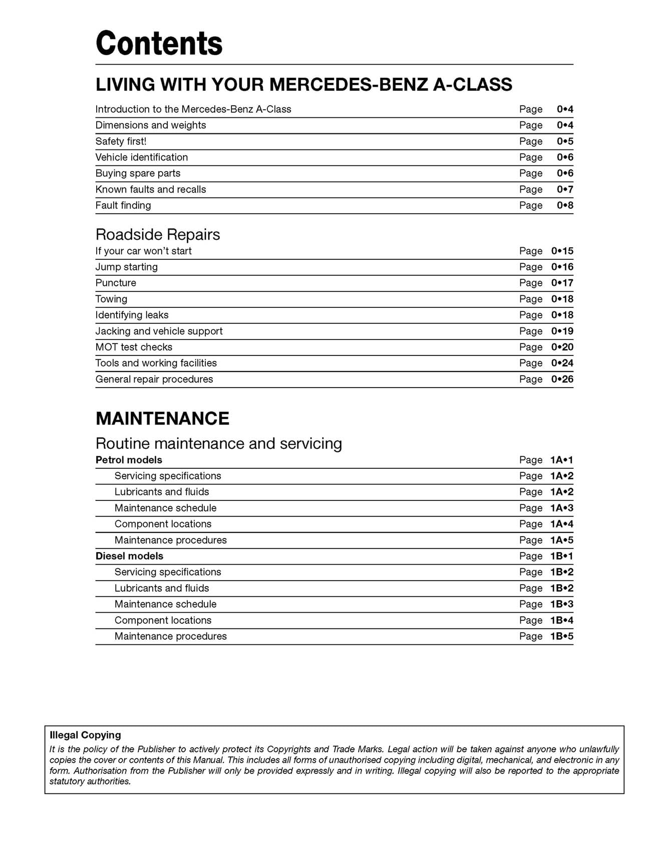 Mercedes-Benz A-Class Sept 12 - May 18 (62 to 18 reg) Petrol & Diesel Haynes Repair Manual