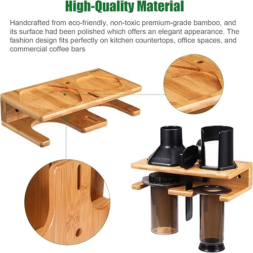 Miniatura 8 de Organizador de ahorro de espacio para juego Aeropress, bambú pulido