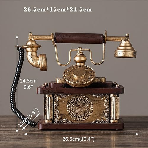 Miniatura 2 de Meiiron Teléfono decorativo de metal, adorno retro antiguo para teléfono, teléfono fijo con cable, teléfono fijo antiguo para decoración de