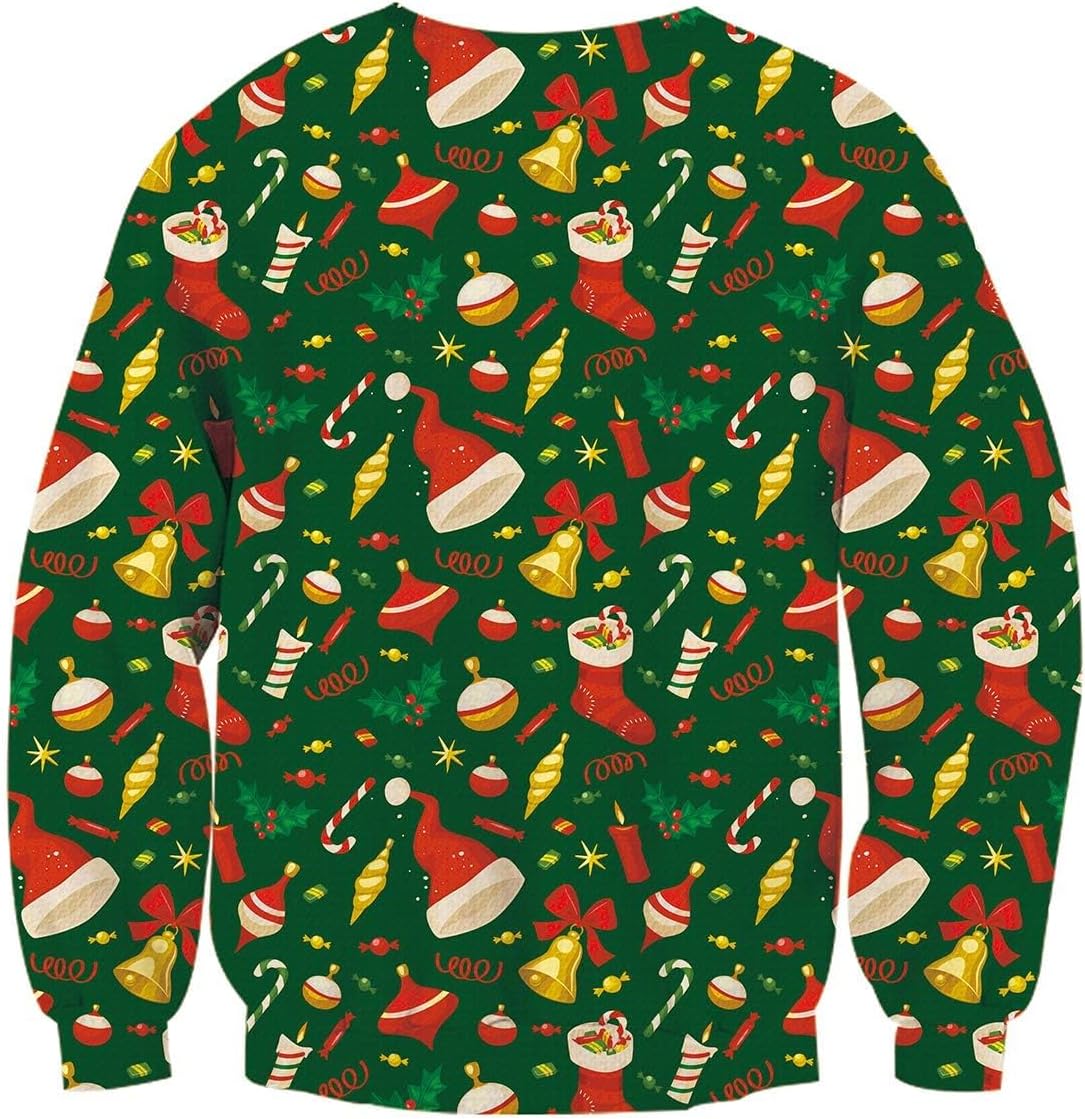 Idgreatim Unisex Ugly Christmas Crewneck Sweatshirt Novelty 3D Graphic Long Sleeve Sweater Shirt - Image 4