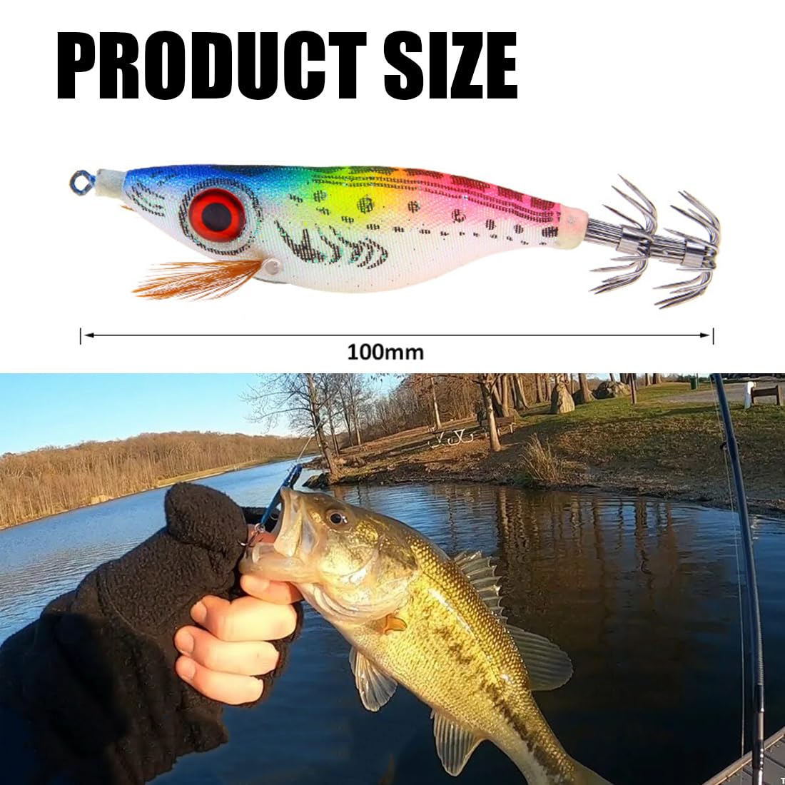 4 Piezas Artificial Calamar Señuelos para Pesca, Señuelo de Pulpo, Camarón, Gamba de Madera, Cebo, Anzuelo Duro, Kit de Señuelo de Pesca,Señuelos de Pesca de Mar de Hundimiento Profundo