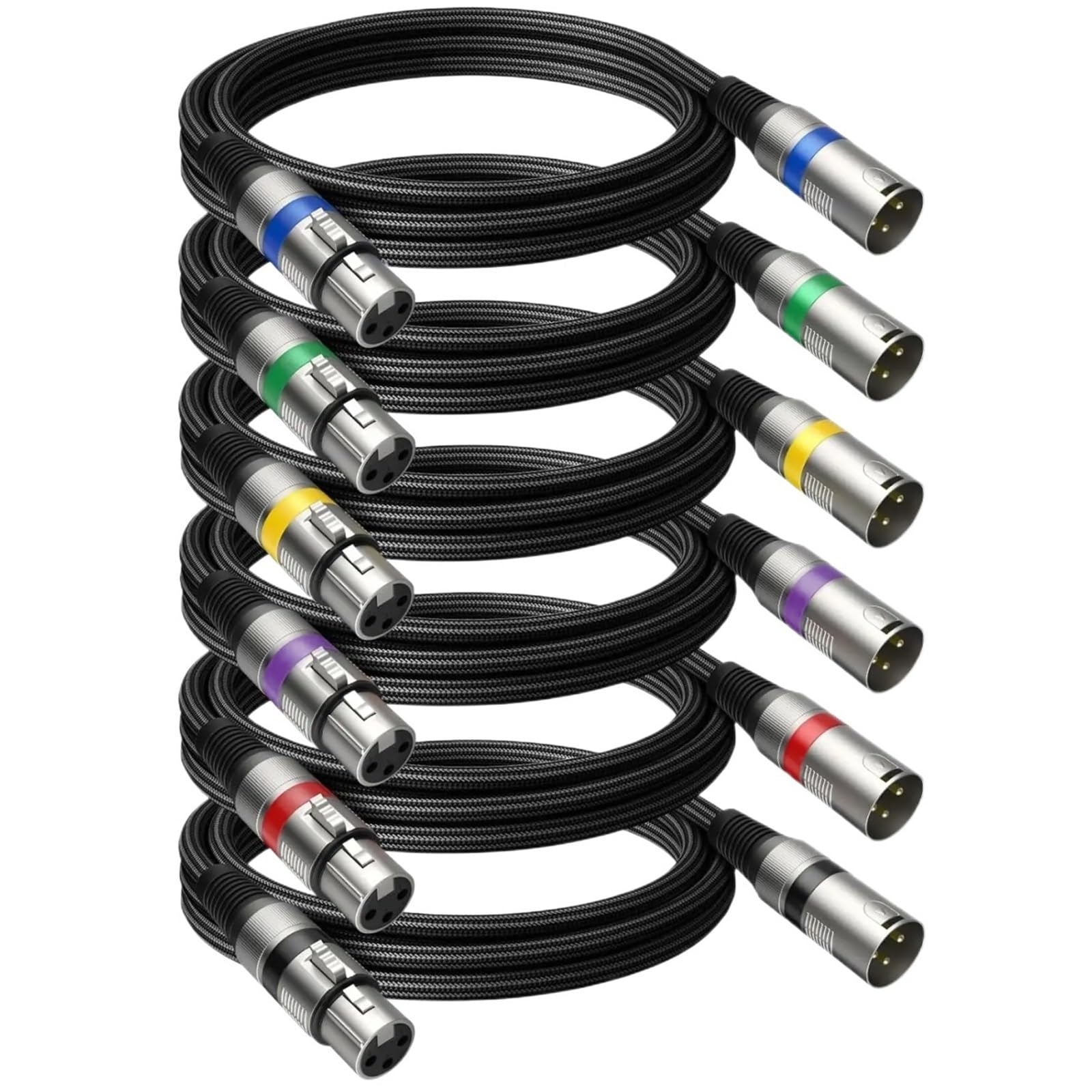 Zbalansowane 6 szt. Kable XLR i bezszumowy kabel mikrofonowy do monitora studyjnego DMX Effector (5 m)