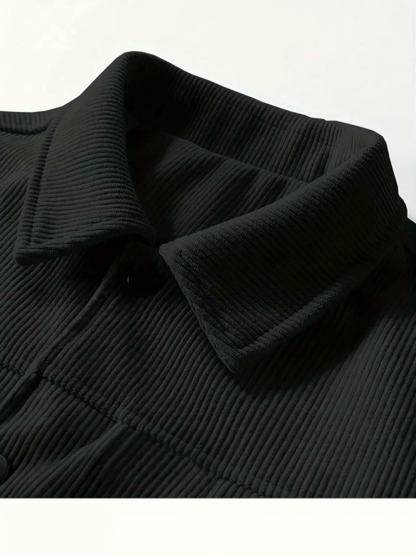 Męska kurtka sztruksowa w stylu vintage jesienno-zimowa odzież wierzchnia uliczna na co dzień zapinana na guziki ciepła kurtka z długim rękawem płaszcz z wieloma kieszeniami