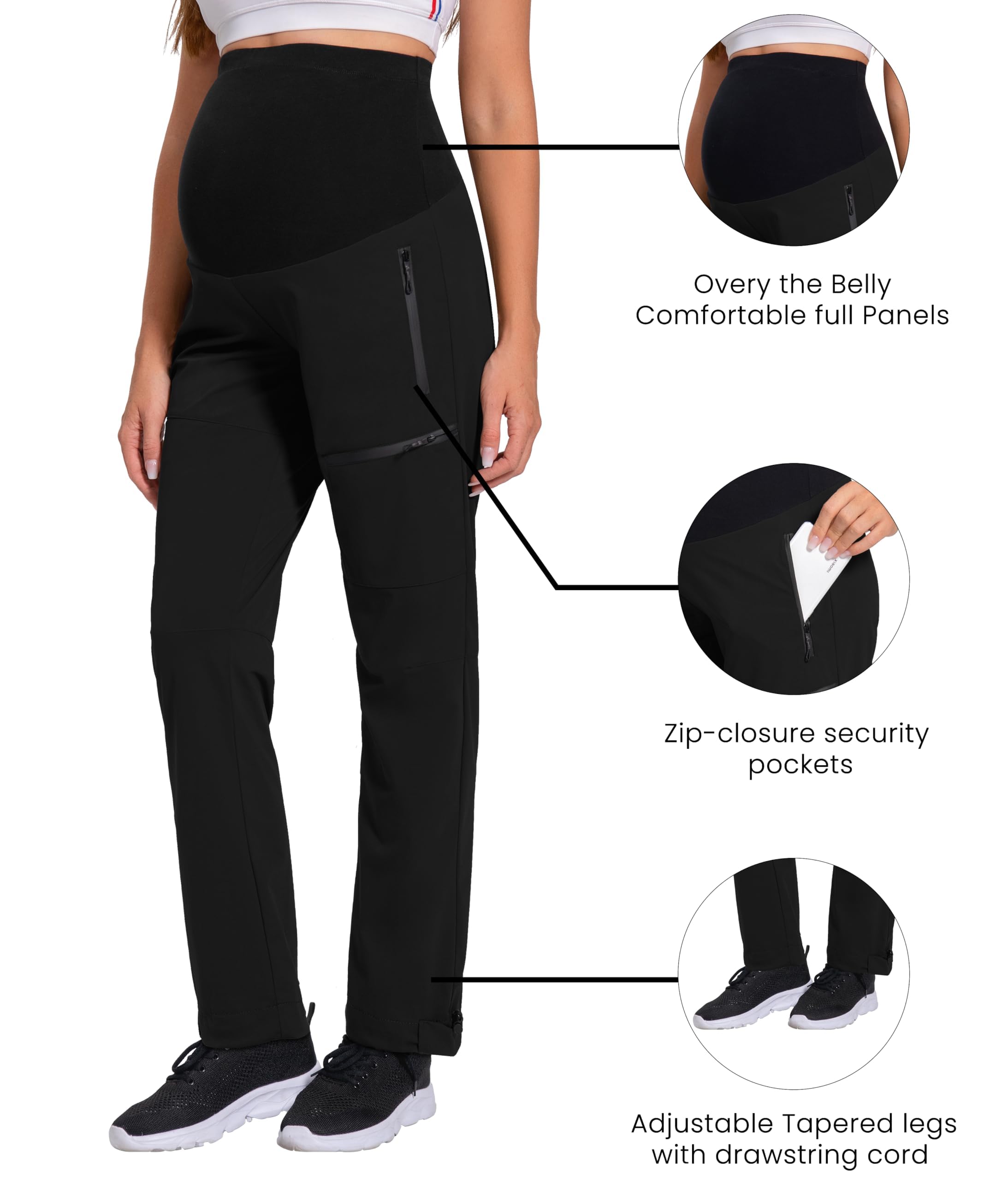 Pantalon de Grossesse Cargo pour Femme Séchage Rapide Pantalon d'extérieur pour Randonnée Sport et Entraînement