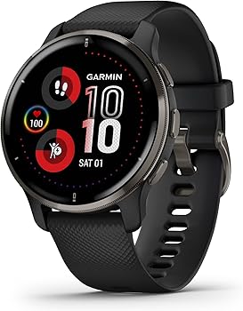 Garmin 010-02496-01 Venu 2 Plus, GPS Smartwatch with Call and Text, Advanced Health Monitoring and Fitness Features, Slate with Black Band