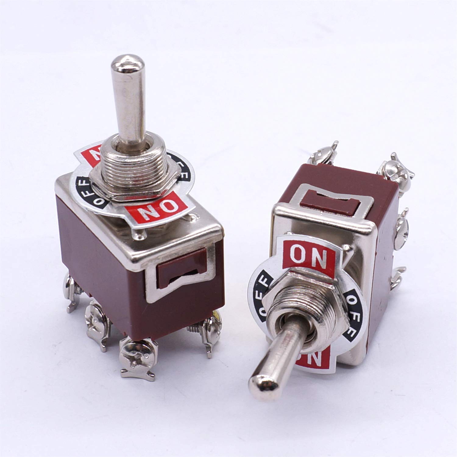 Kippschalter, 3 Stück, universell, robust, 20 A, 125 V, DPDT, 6 Anschlüsse, EIN/Aus/EIN, Wippe aus Metall + 3 Stück wasserdichte Abdeckung