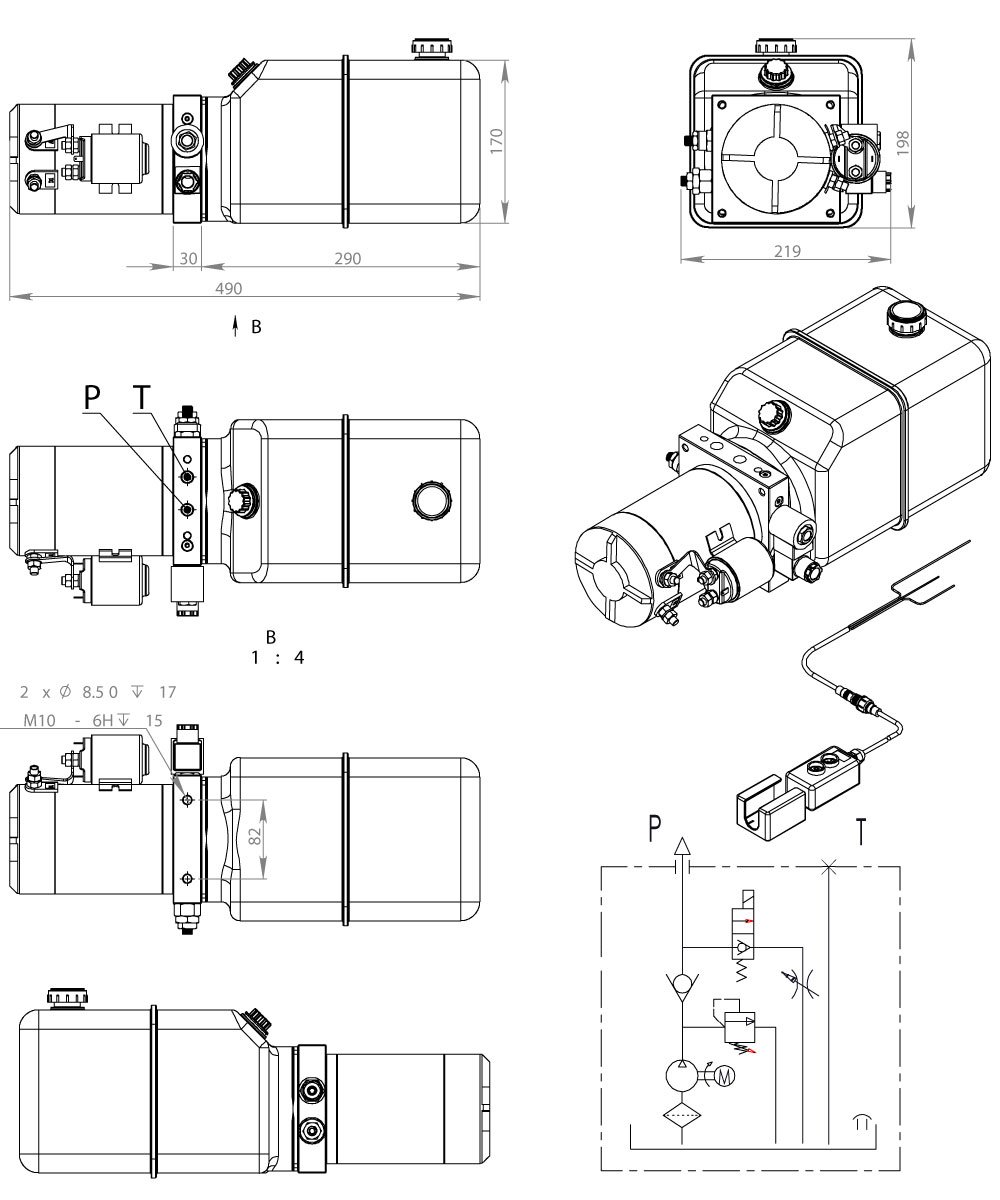 Hydraulikaggregat HYDRAFT, Hydraulikpumpe mit 7 Liter Tank und Kabelfernbedienung + Funkfernbedienung, 12V 180 bar 2000 Watt (2 x Funkfernbedienung)