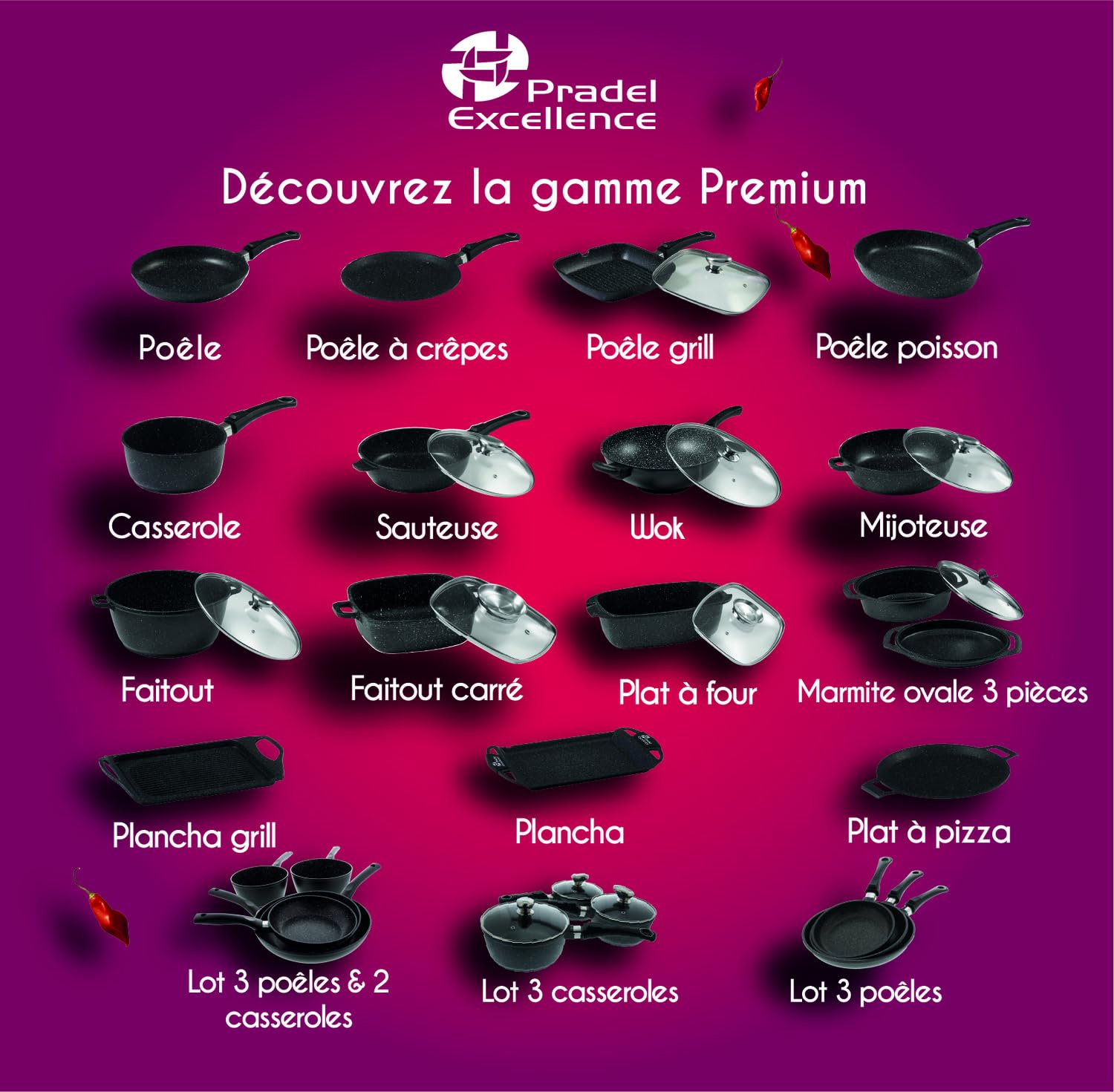 Pradel Excellence - PCUI001029 - Plancha 48 x 28 cm - Fonte d’Aluminium - Revêtement Antiadhésif façon pierre - Fond Lisse - Protège-Poignées Amovibles - Tous Feux, Four et Lave-Vaisselle