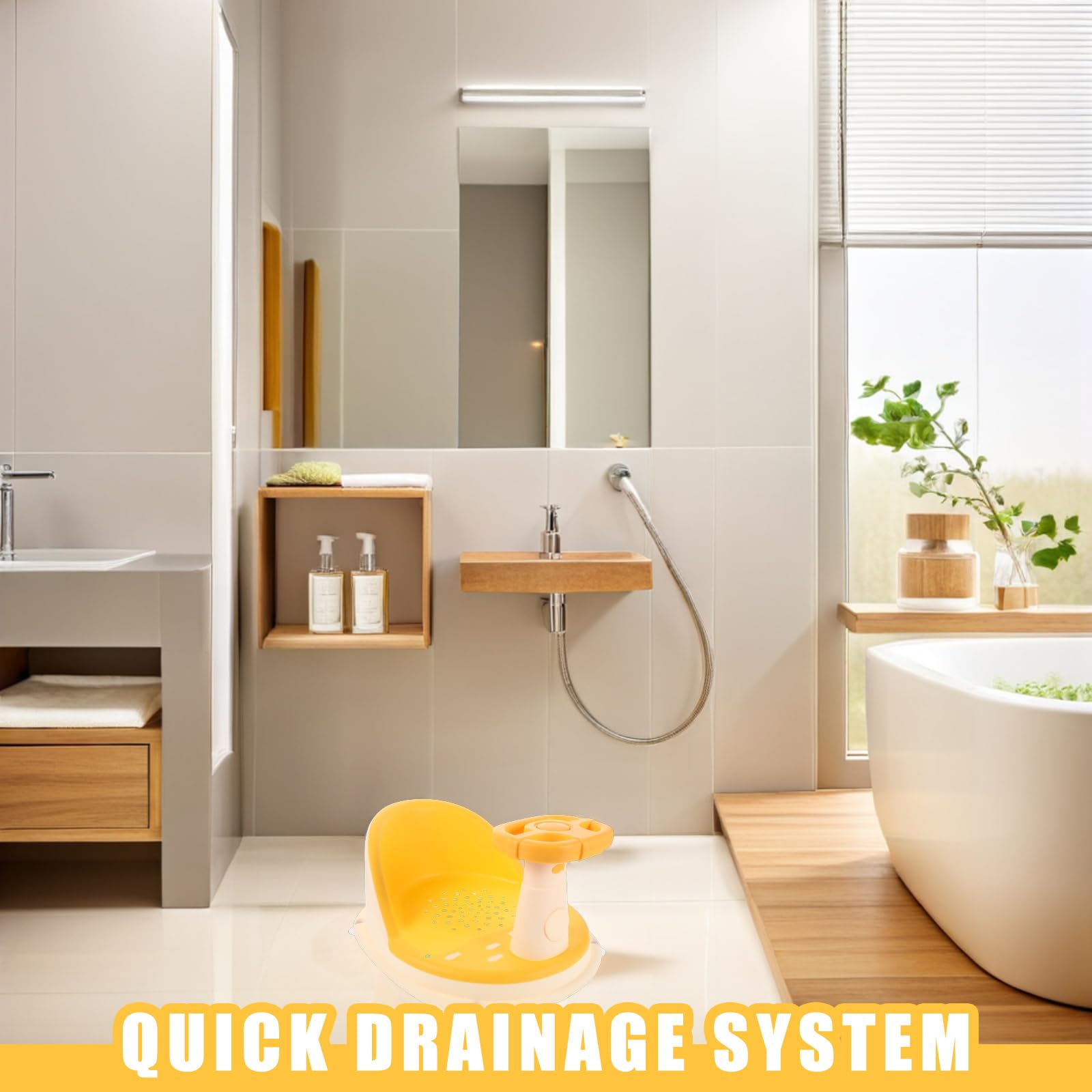 YARNOW Seggiolini da bagno per neonati: seggiolino da bagno portatile per neonati, supporto per vasca da bagno per bambini piccoli con ventosa per baby shower.