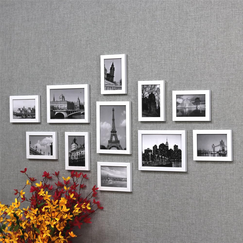 Photo Frame Collage for Wall Decor,11 Pack Black Collage Picture Frames Set,Gallery Wall Frame Set for Wall Mounting or Tabletop Display,Multi Sizes Including 5x7,5X3.5 Family Photo Frames(White)