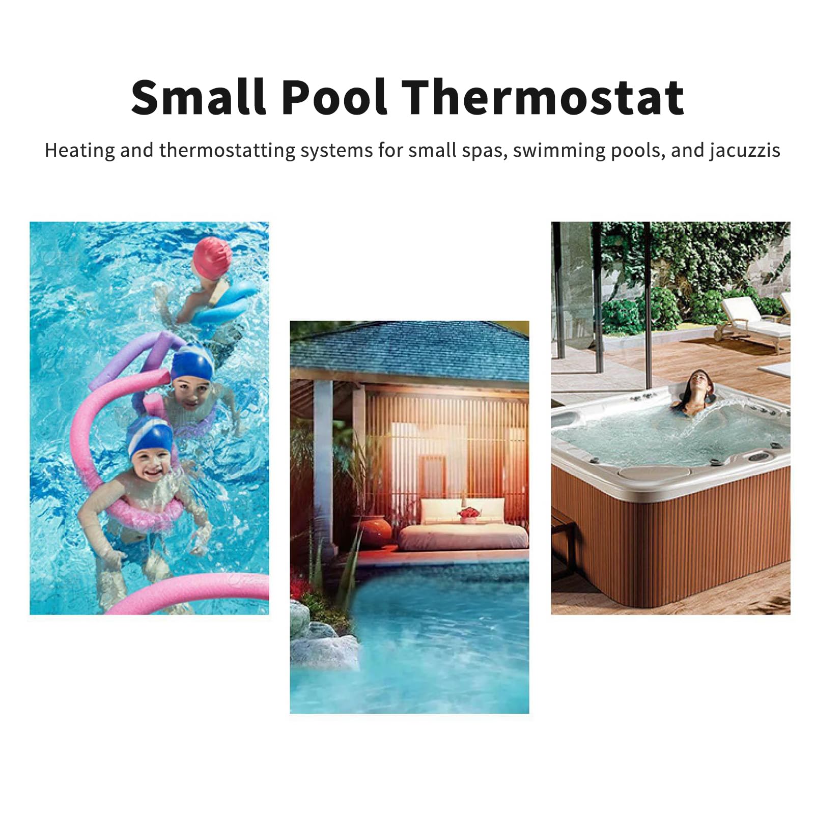 GAOXIAO Calentador de Piscina, Termostato de Agua con Control de Temperatura Autoalefactor, intercambiador de Calor para Piscinas Elevadas y Enterradas, Spas y Bañeras 220V 9KW