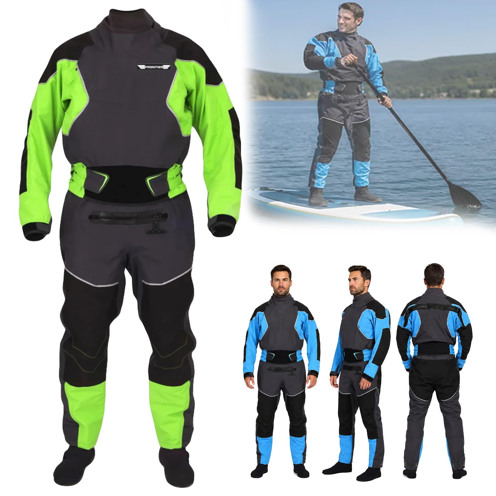 Suchy Kombinezon Do Sportów Outdoorowych, Męski, Rozmiar S-3xl, Trójwarstwowa Wodoodporna Tkanina, Do Wiosłowania/Wędkowania/Pływania Łódką/Kajakarstwa B-M