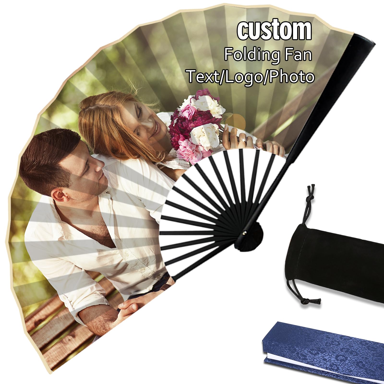 KOLOWKO Abanicos Plegables Personalizados con Foto, Abanicos Plegables de Mano Personalizados para Fiestas, Espectáculos, Salones de Boda, Regalos de Cumpleaños, Abanicos Plegables Decorativos