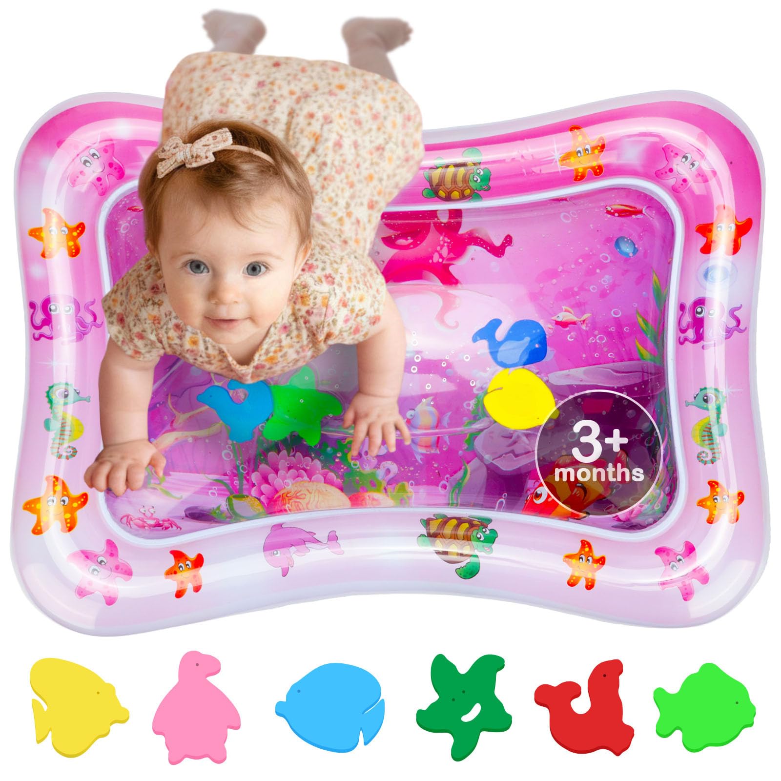 Tummy Time Water Mat – Inflatable Water Play Pad for Babies - Sensory Tummy Time Mat for Floor Play - 100% BPA-Free & Leakproof - Baby, Infants 3-12