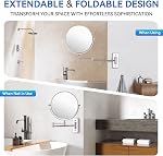 Auxmir 30X/1X Wall Mounted Makeup Mirror, 8" Double-Sided Magnifying Mirror with Tweezers, Bathroom Vanity Makeup Mirror, Cosmetic Mirror with 360° Swivel Extendable Arm, Chrome