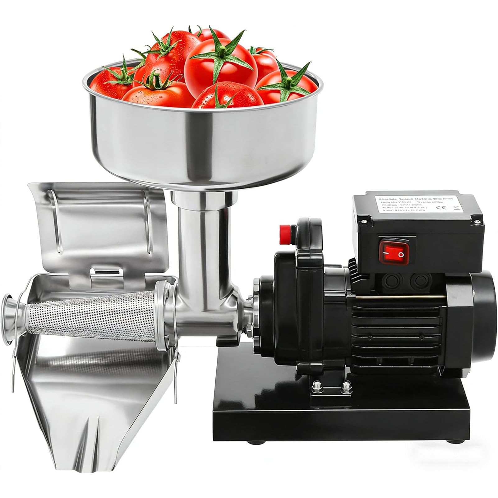 Pressa Elettrica per Pomodori, Pressa E Colino Professionale in Acciaio Inox, Colino per Alimenti E Macchina per Salse, per La Conservazione di Puree di Pomodoro, Salse E Altro Ancora Black