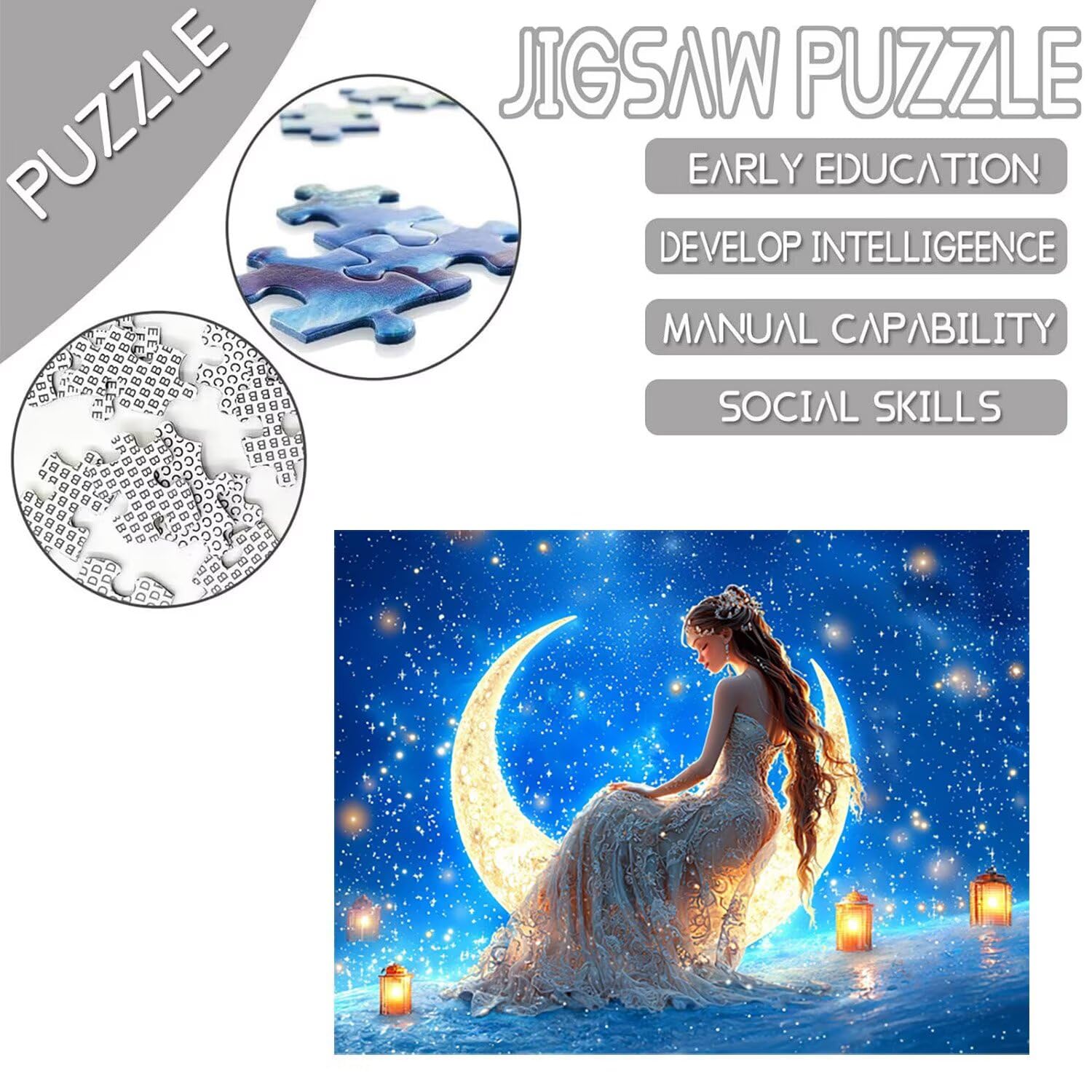 Puzzle 156 x 105 cm, 5000 sztuk puzzli dla dorosłych, prezent rocznicowy, prezent świąteczny, dekoracja domu, zapobieganie degeneracji mózgu u osób starszych ( księżyca) w-975