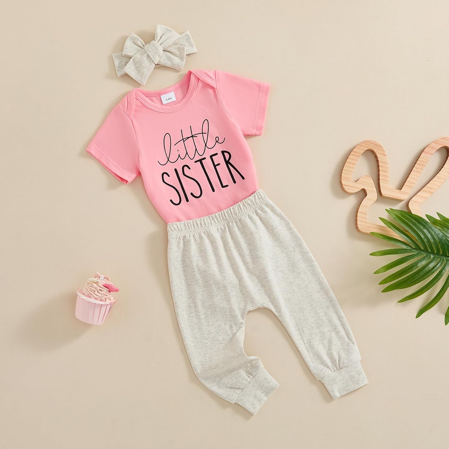Newborn Baby Girl Clothes Little Sister Romper Lil Sis Short Sleeve Tshirt Pants Headband Summer Infant Clothes - Image 7