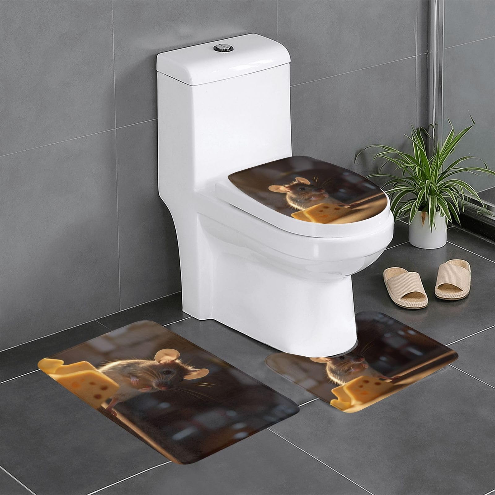 Tapis de bain antidérapants lot de 3 absorbants pour douche et WC