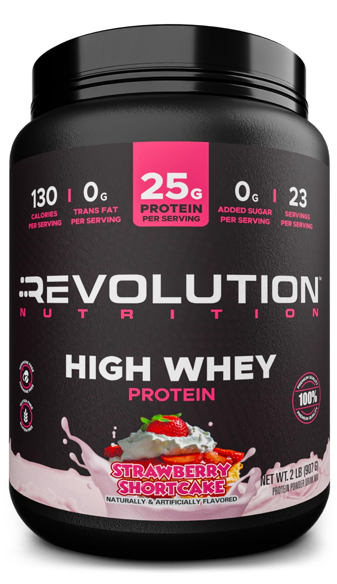 High Whey, Protein Powder 2LB, Whey Isolate, Gluten Free, Lean Muscle Mass for Men & Women, 25g of Protein Per Scoop, 908 g, 24 Servings (Strawberry Shortcake, 2 Pound)