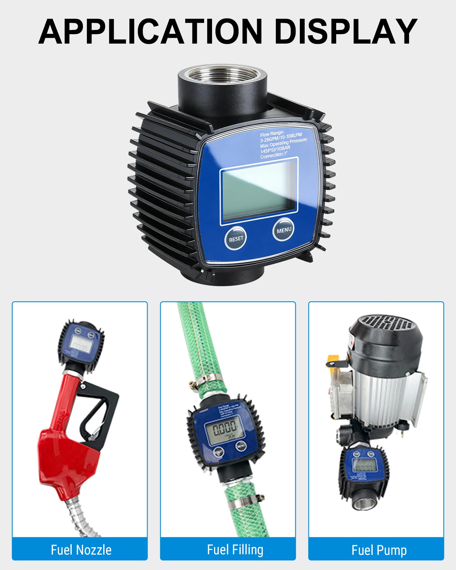Caudalimetro Agua 1 Pulgada Rosca Interna, 5-120L/Min Contador de Medidor de Flujo Digital de Alta Precisión LCD, para Diesel, Gasolina, Urea, Líquido