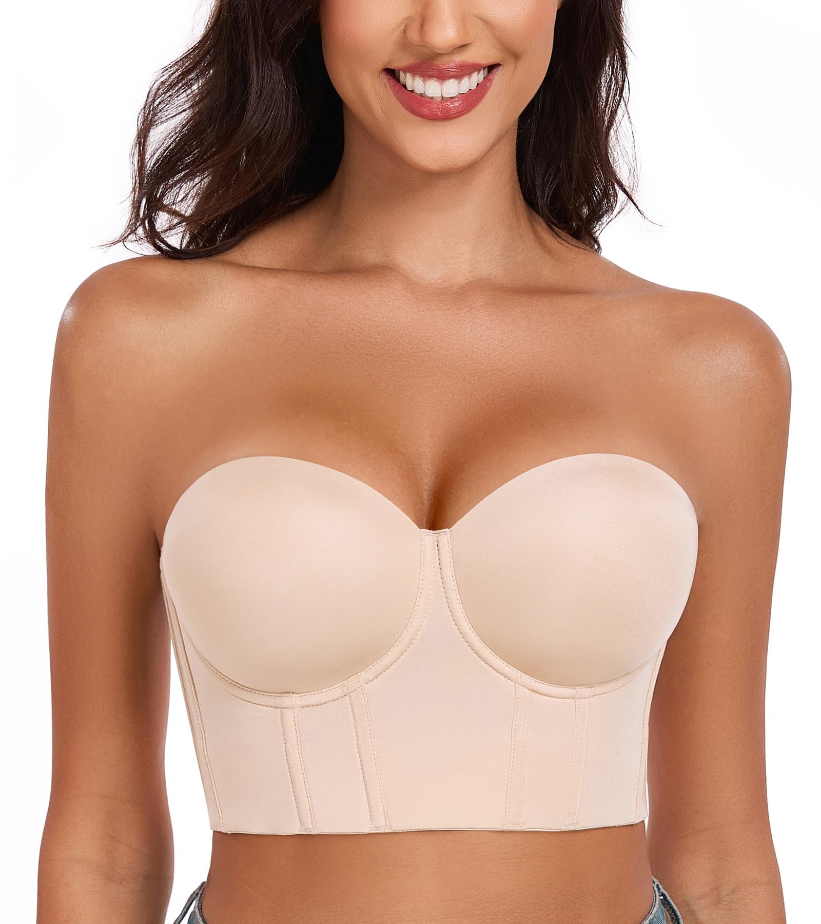 Lemorosy Soutien-Gorge Femme Armature Corset Pushup sans Bretelle