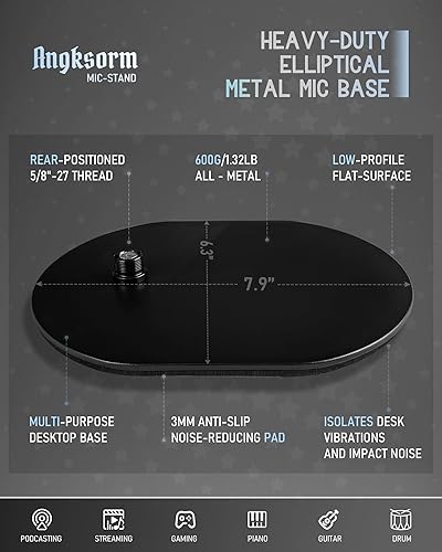 Miniatura 4 de KBT58-9 - Soporte de micrófono de escritorio de 9 pulgadas, soporte de micrófono de cuello de cisne flexible de alta resistencia con base de montaje