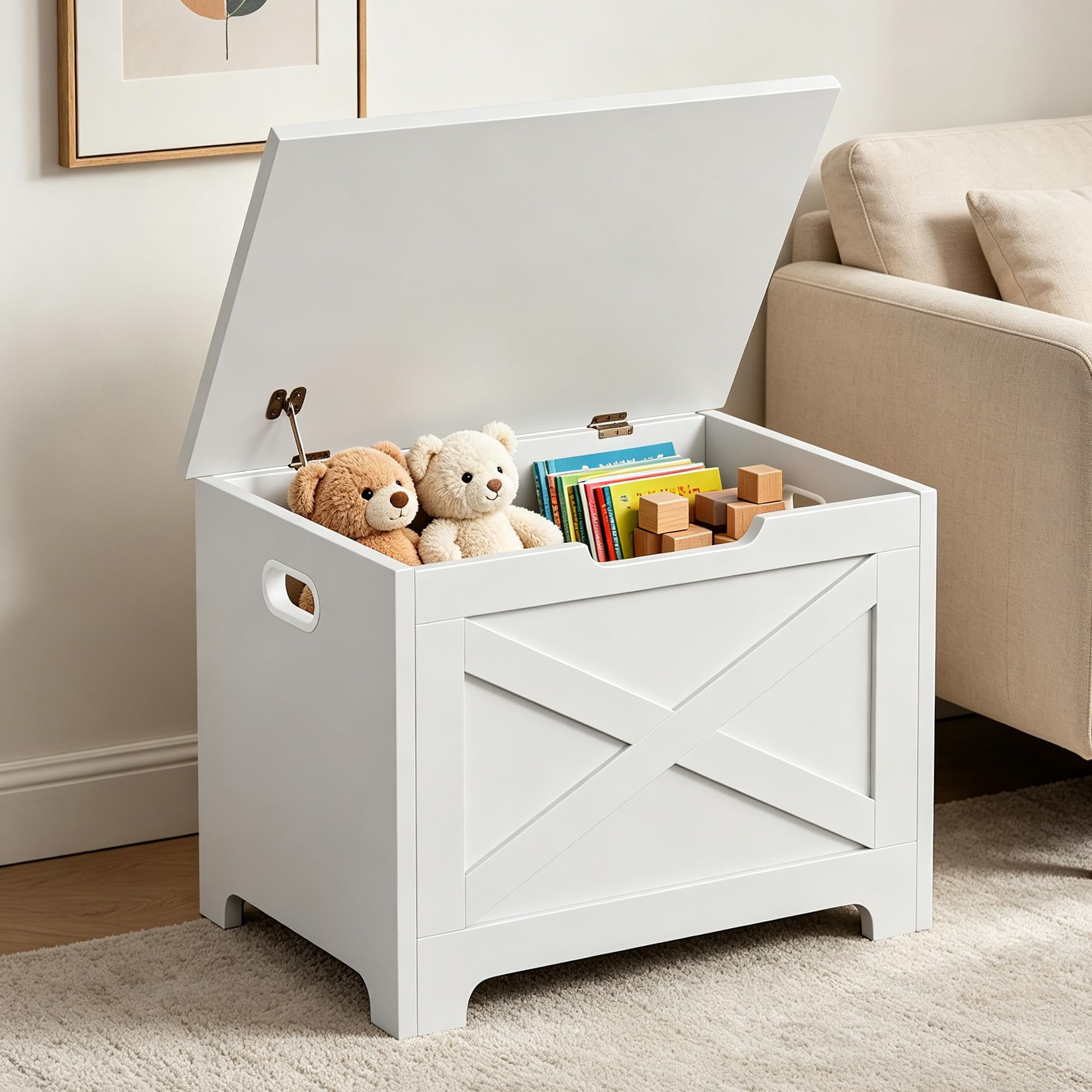 Baúl de almacenamiento con tapa abatible, mueble multifunción