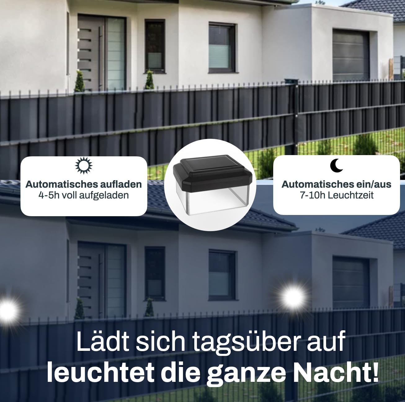 6040 Solar Zaunleuchte LED 6er Packung für Doppelstabmattenzaun