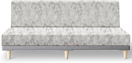 Miniatura 30 de molasofa Funda elástica similar a la piel para futón sin brazos, protector de muebles con parte inferior elástica, funda de futón suave y lavable