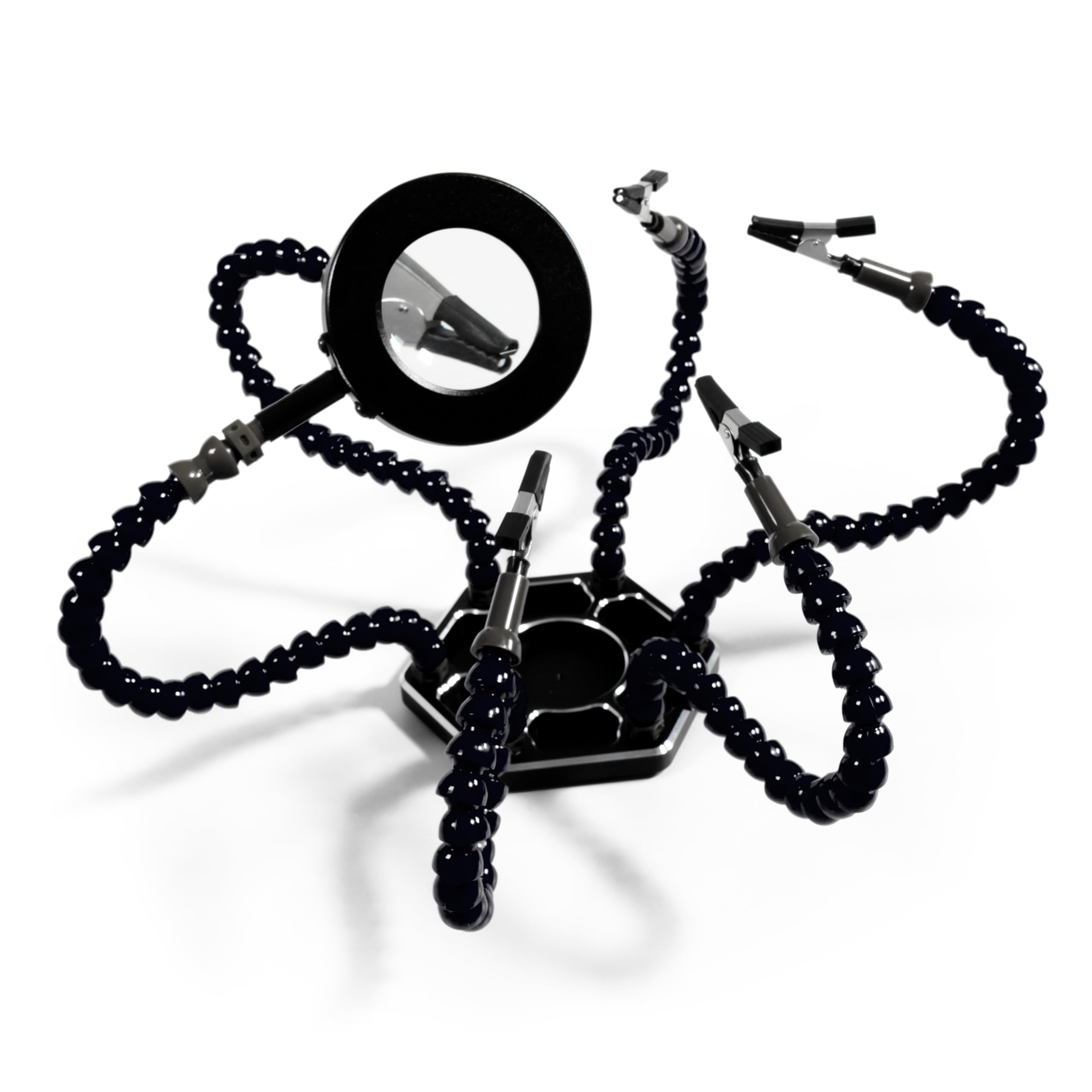 MC POWER - Luppe LED beleuchte Löthilfe Halterung | HM-6 | 5 flexible Klemmen, helfende Hände für Handwerk, Schmuck Lötstation Werkstatt