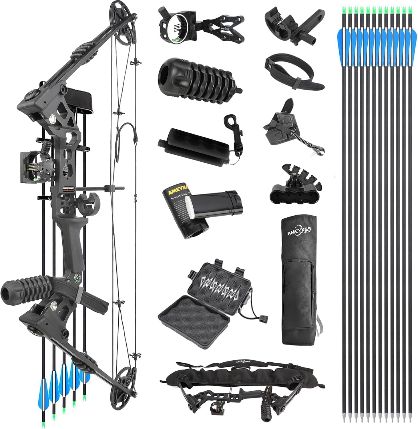 Compound Bow Kit, Hunting & Targeting, Gordon's Limb Made in USA, Draw Weight 20-70 lbs Adjustable, Draw Length 24”-29.5",up to IBO 320FPS Speed, Package with Archery Hunting