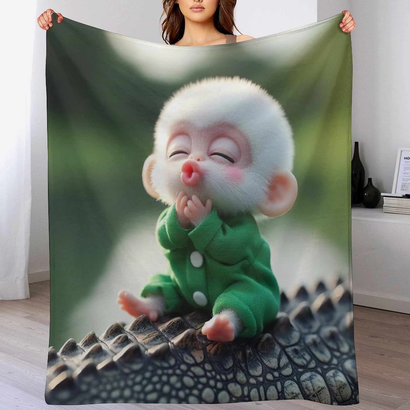 Manta de mono 150x200 cm supersuave y grande para el sofá de casa