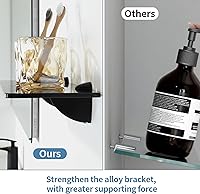 Vista 5 de Alise Estante de vidrio para baño, estantes flotantes de 15 pulgadas, almacenamiento de ducha templado, estantes de vidrio pequeños de montaje