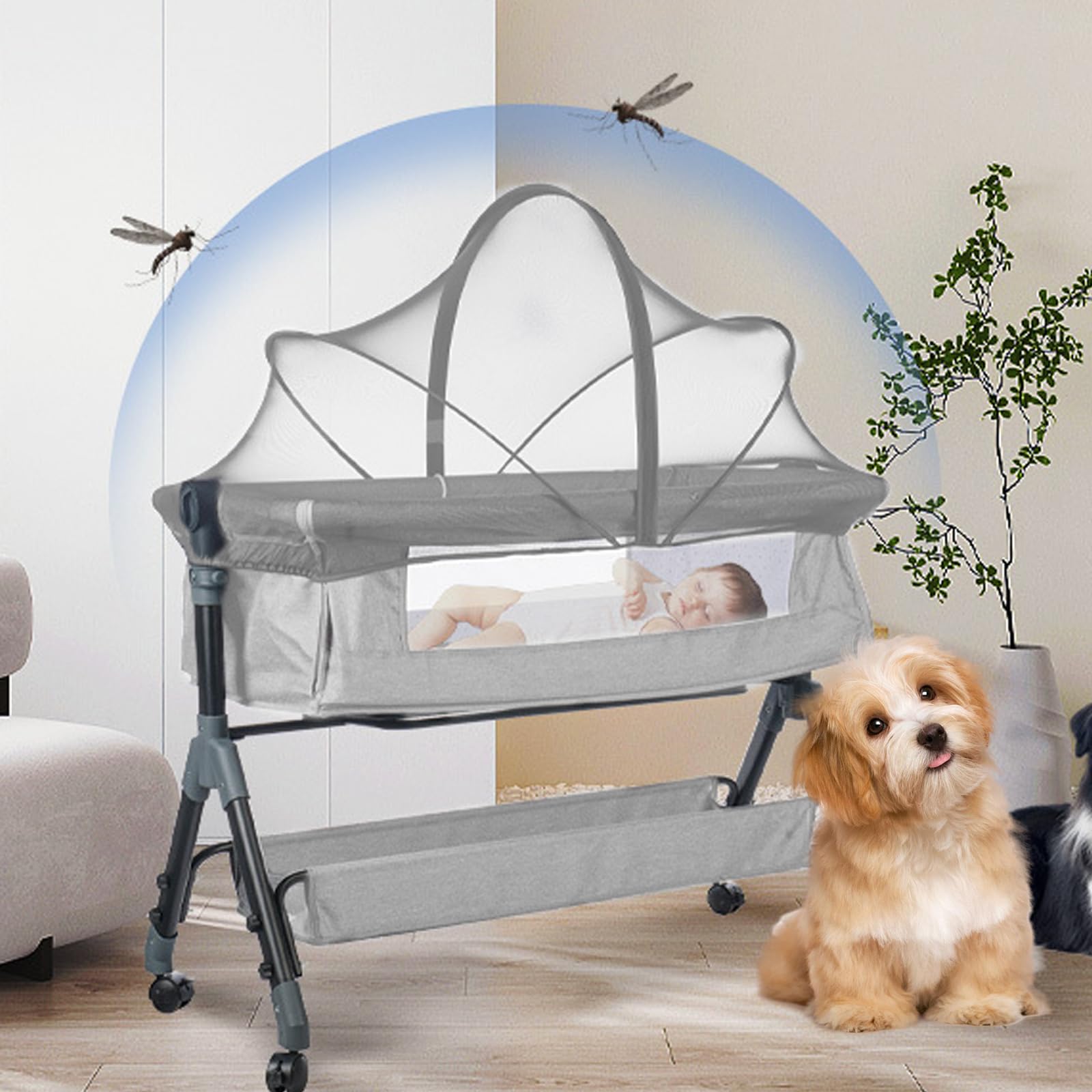 Moustiquaire Poussette, Universel Moustiquaire Lit Bebe, Pliante Portable Moustiquaire pour Bébé, Filet de Lit pour Nouveau-Né Intérieur et Extérieur, Voyage ou Maison, 55cmx100cm