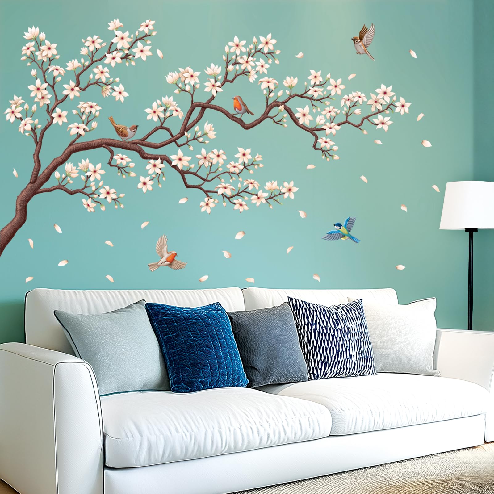 Decowall White Cherry Blossom Branch Wall Stickers Sg2-2424