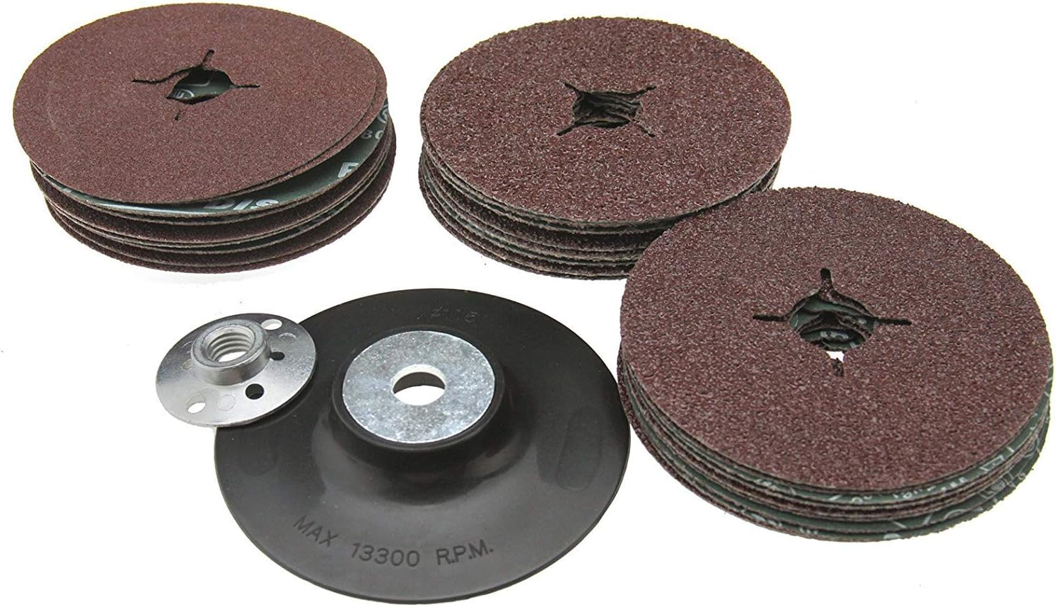 EETools 115mm Rubber Backing Pad for Angle Grinder & 30 Fibre Sanding Discs