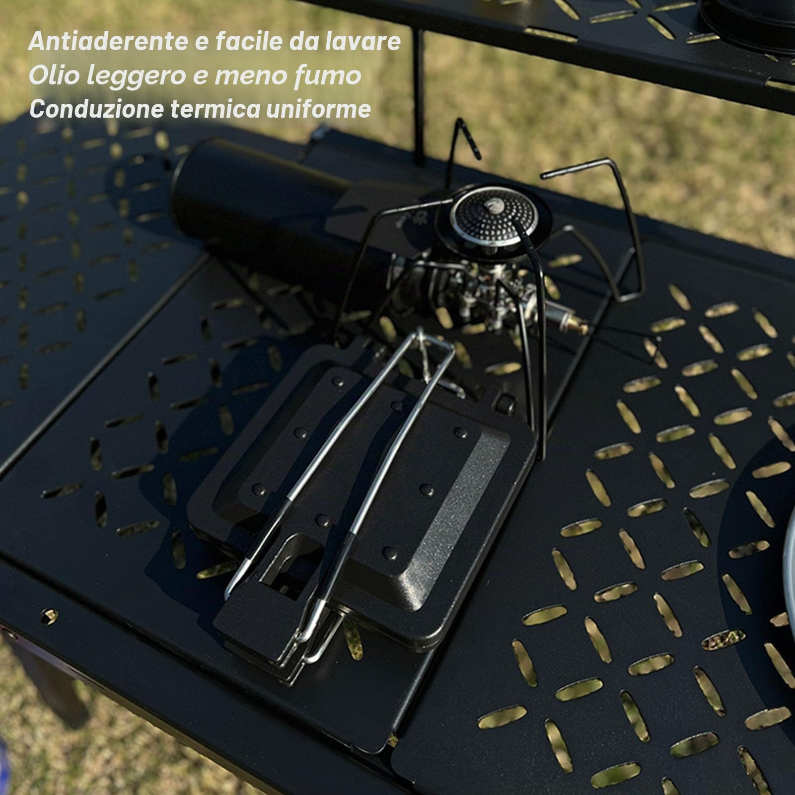 Macchina per Panini Caldi, Padella Antiaderente per Panini Alla Griglia con Manico, Tostapane per Panini da Campeggio, Padella in Alluminio per Toast, Waffle, Colazione