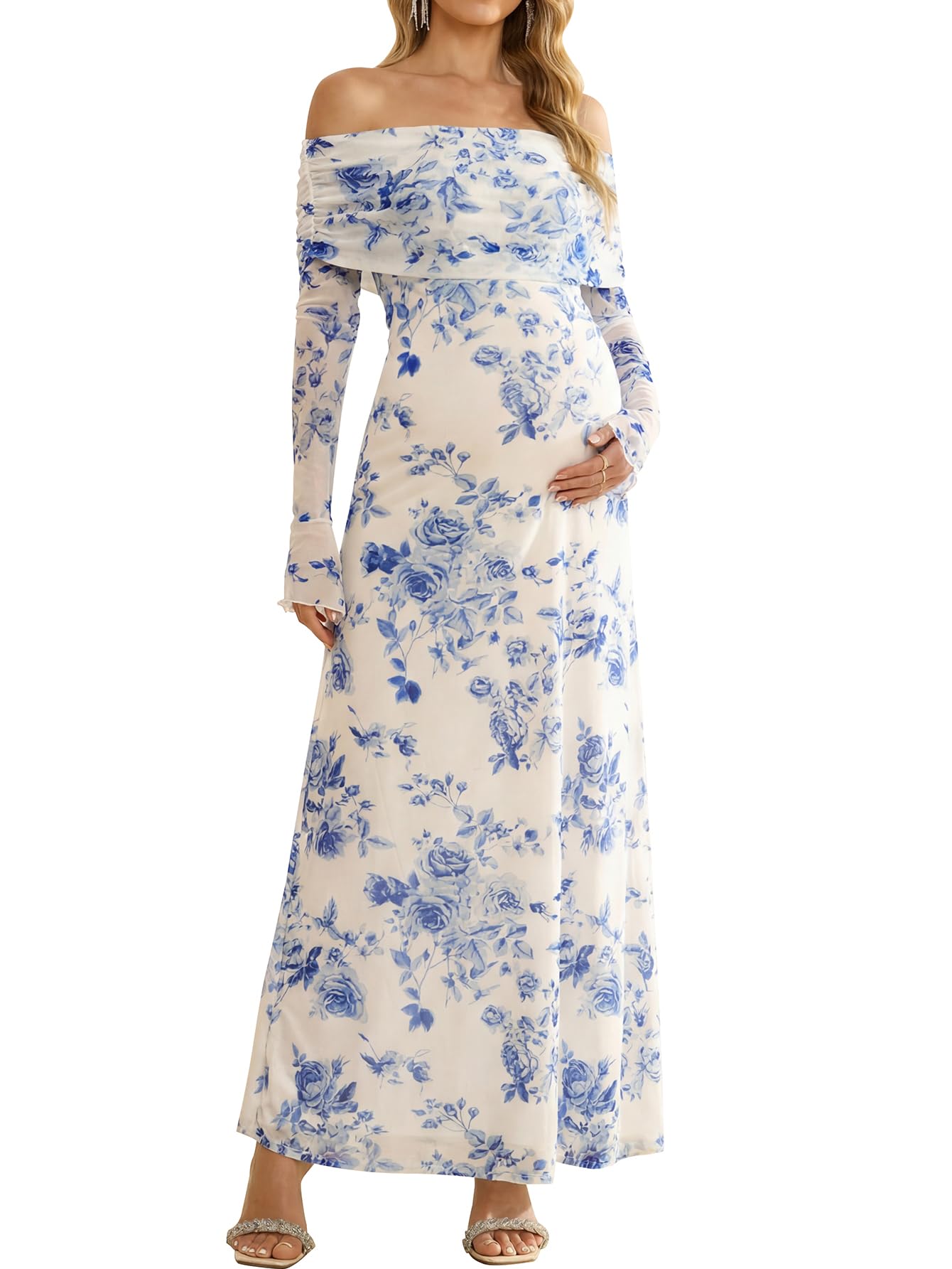 KUTUMAI Off Shoulder Stretch Maternity Dress