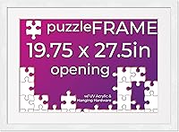Vista 14 de Poster Palooza Kit de marco para rompecabezas de 21.25 x 15 pulgadas, incluye hojas de pegamento para rompecabezas, marco de madera blanca