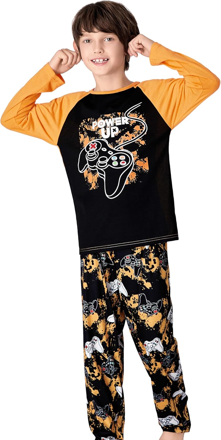 Tebbis Cozy Pajamas For Little/Big Boys Blue Shark Pattern Long Sleeves Holiday PJs Set Kid Size 6-18 - Image 4