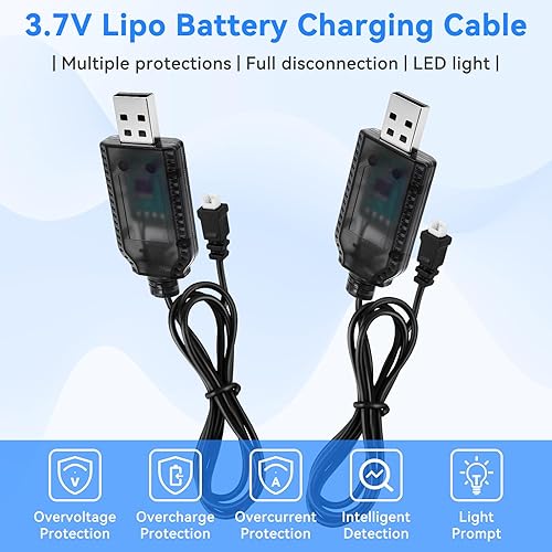 Miniatura 4 de Paquete de 4 cables de carga USB de 3.7 V con conector de enchufe JST 1.25 para batería Lipo 1S de placa de desarrollo, LoRa Meshmastic Arduino IoT