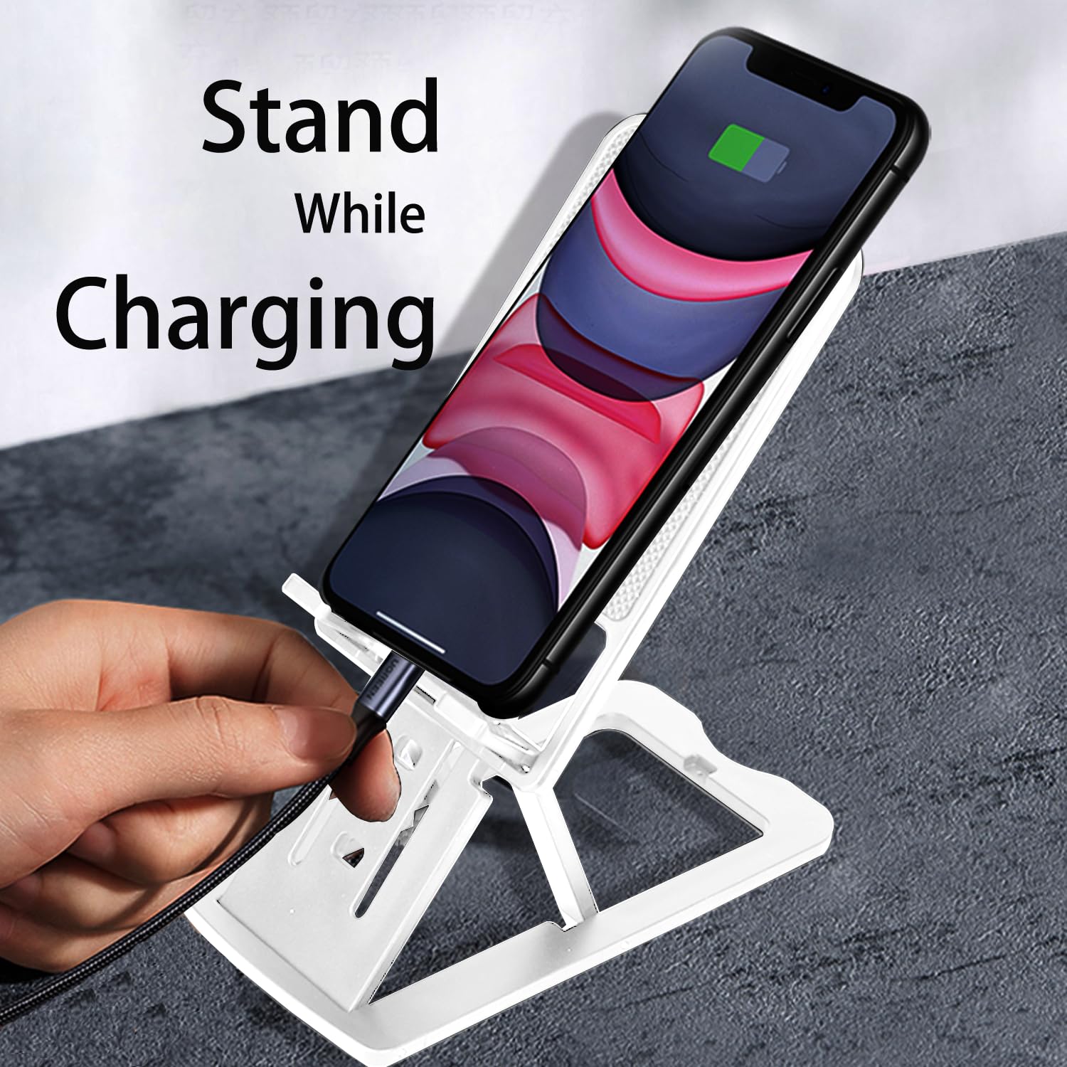 Soporte para teléfono celular, plegable y portátil, soporte para teléfono de viaje, ángulo ajustable, compatible con todos los teléfonos móviles, tabletas, base estable y antideslizante
