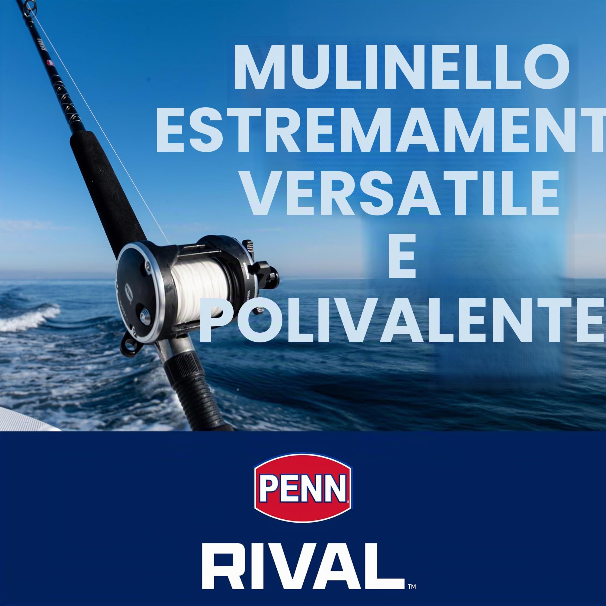 PENN Rival Level Wind Multiplier - Mulinello da pesca per barca e kayak, resistente per merluzzo, spigola, pesci piatti, razze, tope, pollack