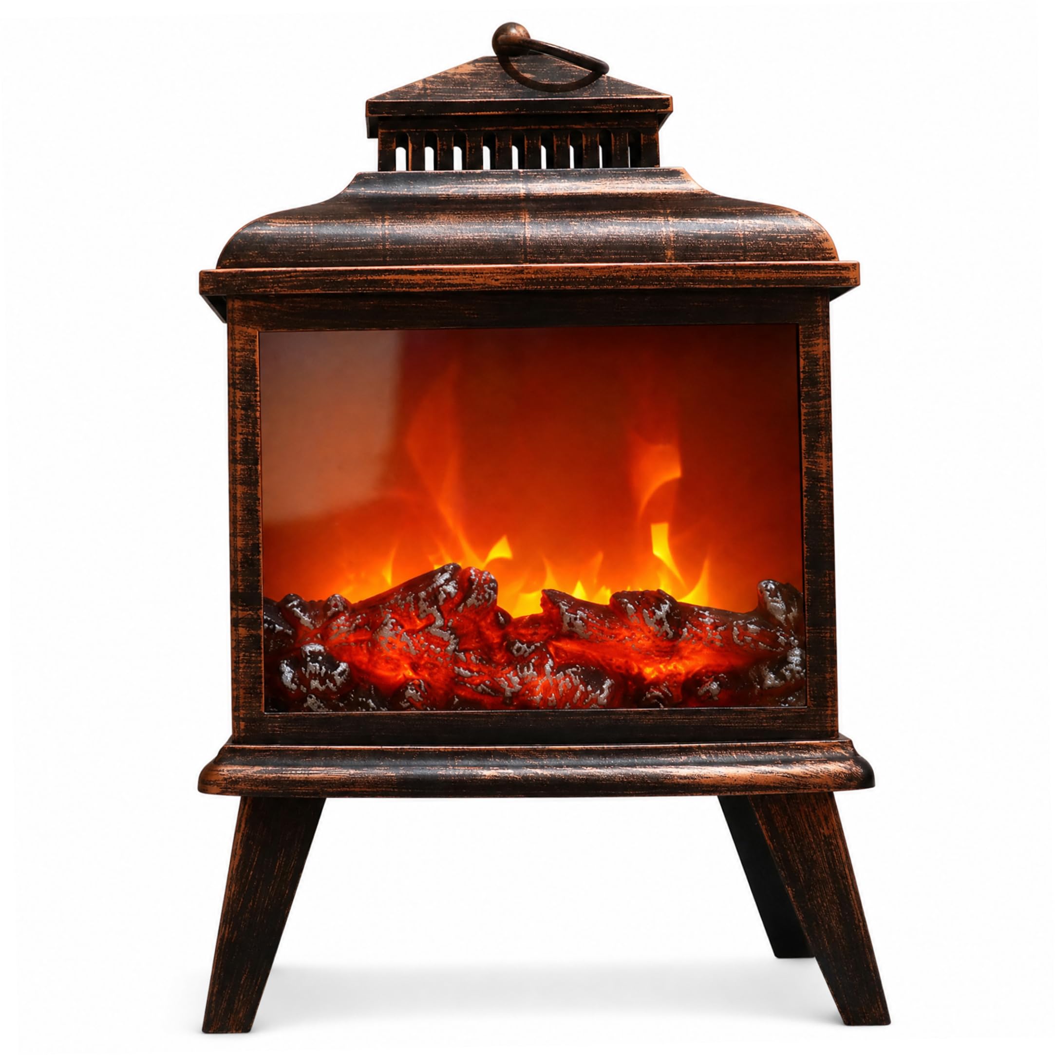 Xoeryoy Fireplace Decor, LED Fireplace Lamp Artificial Decor USB & Battery Powered Desktop Lamp with Realistic Flame Effect for Home Office Hotel