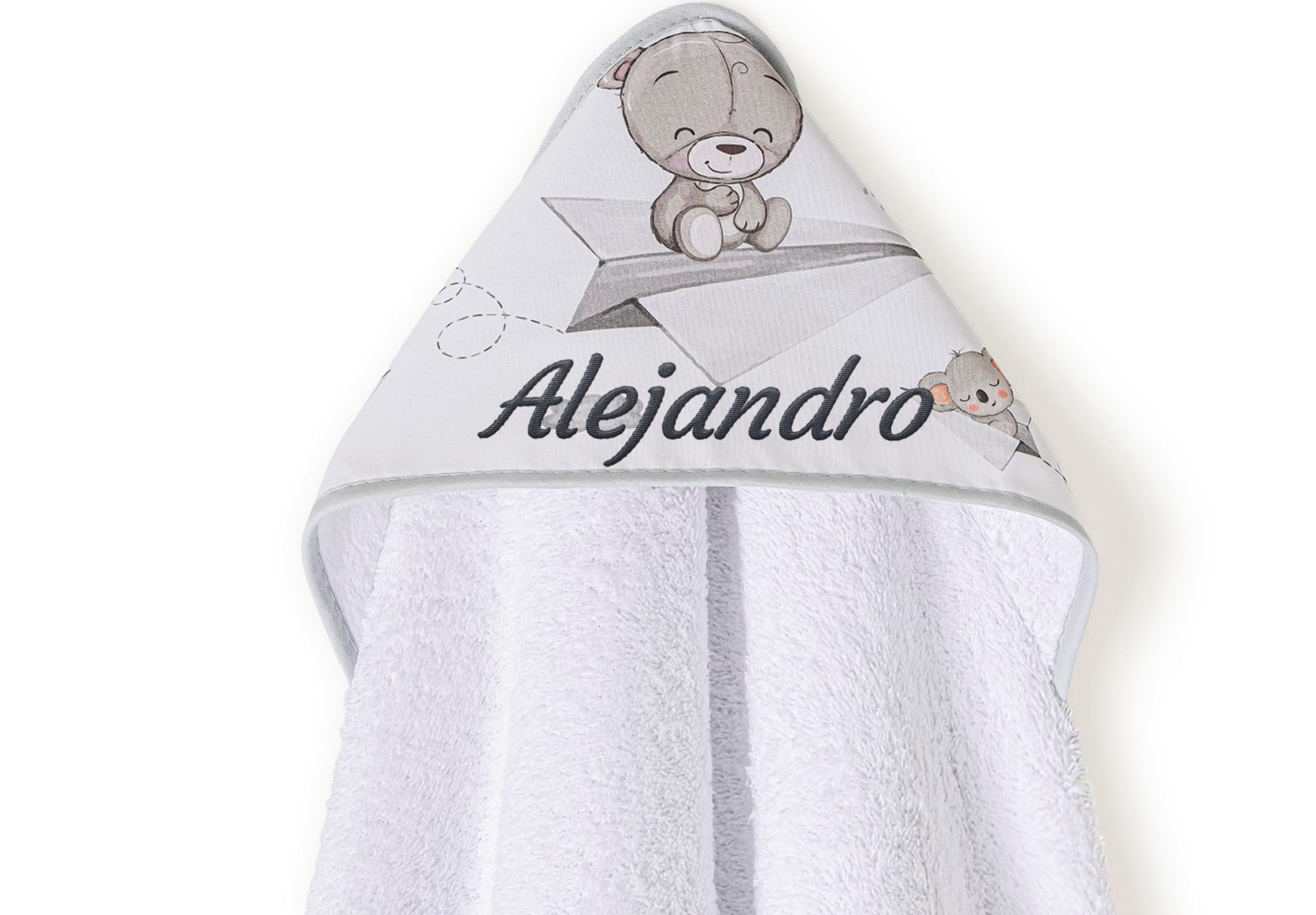Danielstore Capa de Baño para Bebé recién Nacido, Toalla Unisex con Capucha Algodón 100% Personalizada con Nombre Bordado 100 x 100 cm