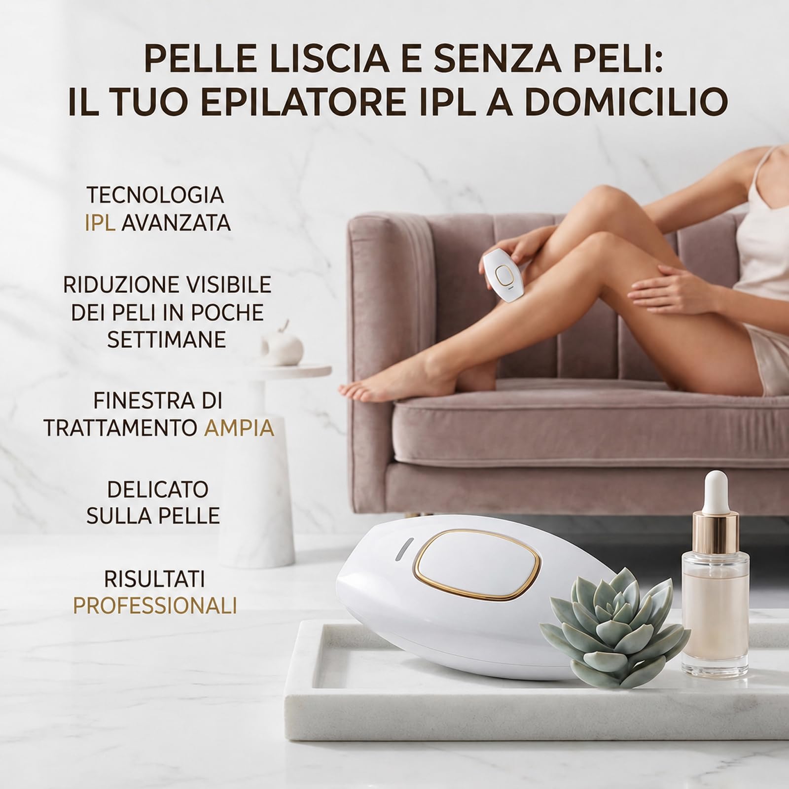 Solippy Luce Pulsa 881 Dispositivo di Depilazione IPL a Forma di Pane per Donna Elettrico Bianco