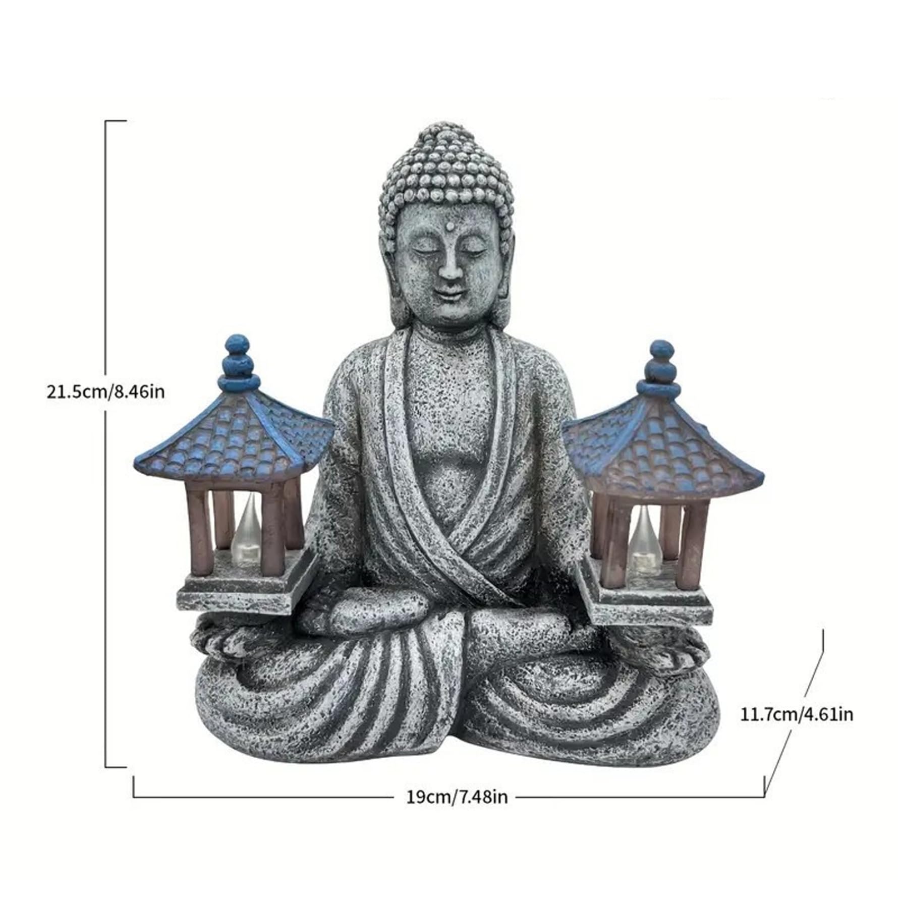 Statue de Bouddha d'extérieur, décoration de Bouddha Solaire avec phares LED, Statue Jardin en résine étanche pour Jardin, Maison, Patio, pelouse 20, 3 x 11, 4 x 23, 1 cm