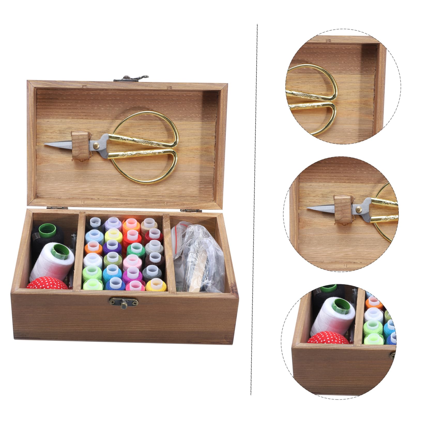 VILLCASE 1 Caja De Juego Conjunto De Caja De Costura Kit De Hilo y Aguja Suministros De Costura a Mano Organizador De Papeleras Tijeras Poliéster Manual Portaherramientas