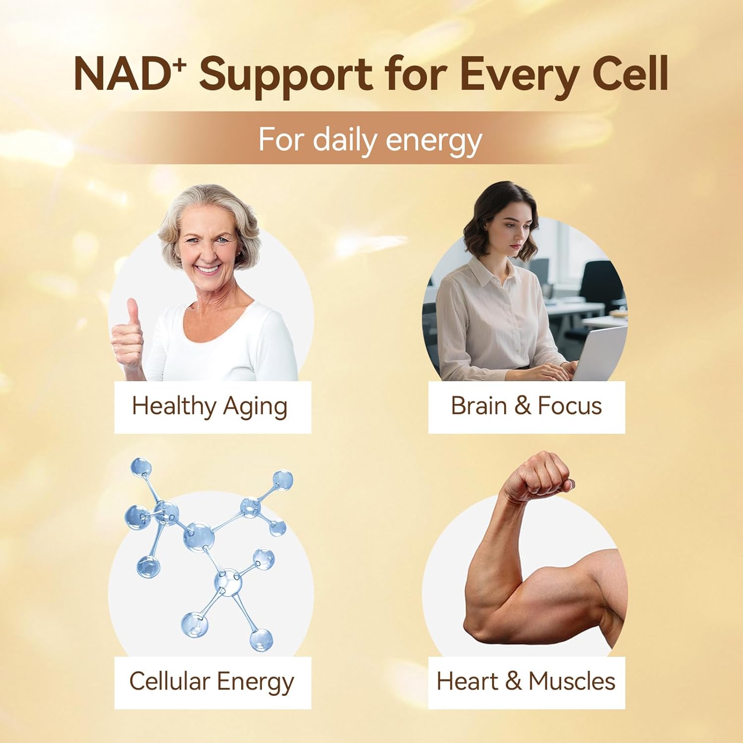 NAD+ Supplement for Healthy Aging & Energy, 500 mg Nicotinamide Riboside (NR) with CoQ10, HMB, Turmeric & Black Pepper, 60 Vegan Capsules | Supports Muscle Strength & Recovery, Heart Health - Image 4